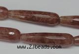 CBQ276 15.5 inches 10*40mm faceted teardrop strawberry quartz beads