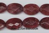 CBQ278 15.5 inches 13*18mm faceted oval strawberry quartz beads