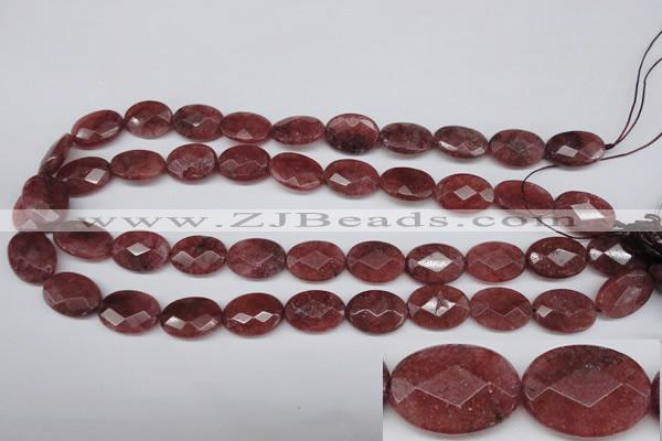 CBQ278 15.5 inches 13*18mm faceted oval strawberry quartz beads