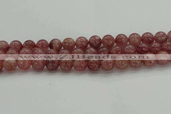 CBQ304 15.5 inches 12mm round natural strawberry quartz beads