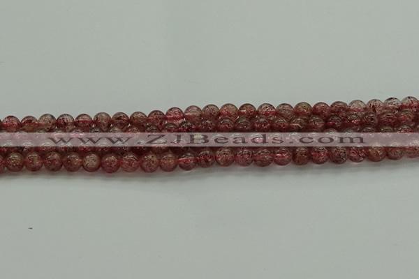 CBQ311 15.5 inches 6mm round natural strawberry quartz beads
