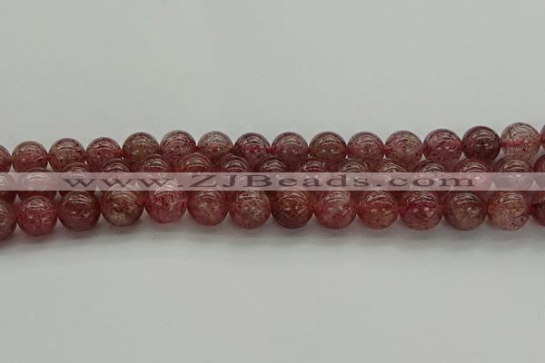 CBQ313 15.5 inches 10mm round natural strawberry quartz beads