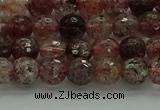 CBQ321 15.5 inches 6mm faceted round strawberry quartz beads