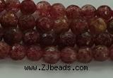 CBQ330 15.5 inches 4mm faceted round strawberry quartz beads