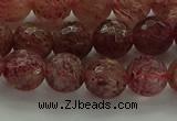 CBQ332 15.5 inches 8mm faceted round strawberry quartz beads