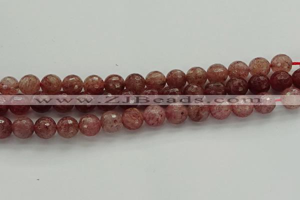 CBQ333 15.5 inches 10mm faceted round strawberry quartz beads