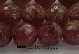 CBQ334 15.5 inches 12mm faceted round strawberry quartz beads