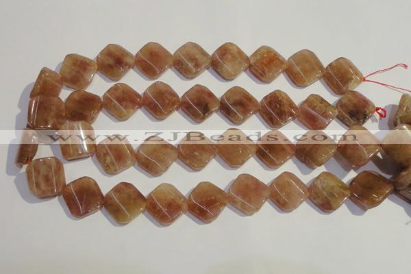 CBQ35 15.5 inches 18*18mm faceted diamond strawberry quartz beads