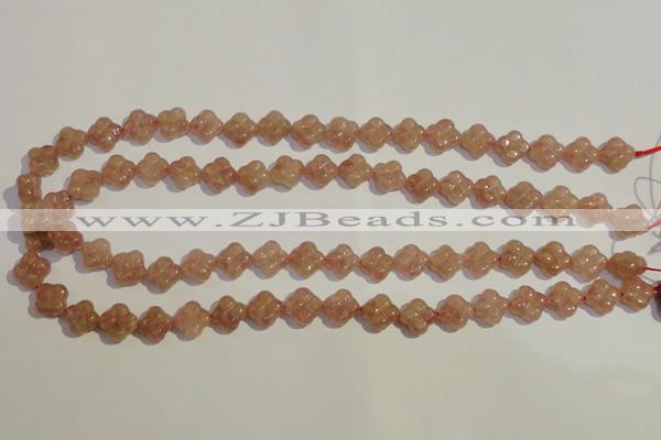 CBQ36 15.5 inches 11mm carved flower strawberry quartz beads