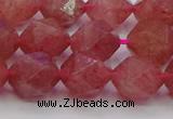CBQ434 15.5 inches 12mm faceted nuggets strawberry quartz beads