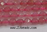 CBQ436 15.5 inches 6mm faceted nuggets strawberry quartz beads