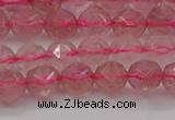 CBQ437 15.5 inches 8mm faceted nuggets strawberry quartz beads