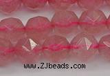 CBQ438 15.5 inches 10mm faceted nuggets strawberry quartz beads