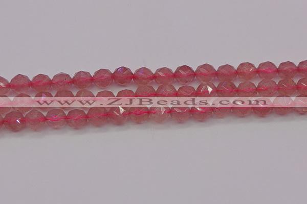 CBQ438 15.5 inches 10mm faceted nuggets strawberry quartz beads