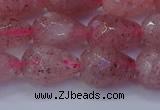 CBQ454 15.5 inches 12*16mm faceted teardrop strawberry quartz beads