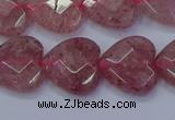 CBQ469 15.5 inches 12mm faceted heart strawberry quartz beads