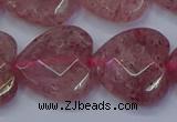 CBQ472 15.5 inches 18mm faceted heart strawberry quartz beads