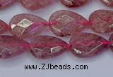 CBQ476 15.5 inches 10*14mm faceted flat teardrop strawberry quartz beads