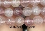 CBQ571 15.5 inches 6mm faceted round strawberry quartz beads