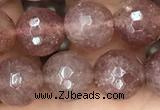 CBQ573 15.5 inches 10mm faceted round strawberry quartz beads