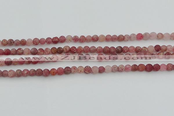 CBQ660 15.5 inches 6mm round matte strawberry quartz beads