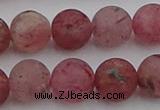 CBQ663 15.5 inches 12mm round matte strawberry quartz beads