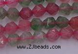 CBQ681 15.5 inches 6mm faceted nuggets mixed strawberry quartz beads