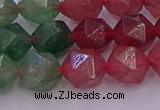 CBQ683 15.5 inches 10mm faceted nuggets mixed strawberry quartz beads