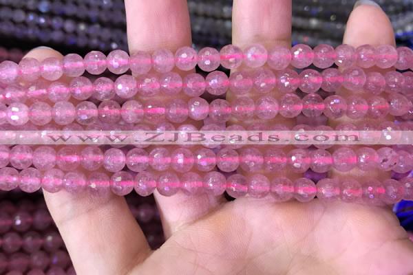CBQ687 15.5 inches 6mm faceted round strawberry quartz gemstone beads