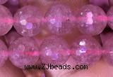 CBQ688 15.5 inches 8mm faceted round strawberry quartz gemstone beads