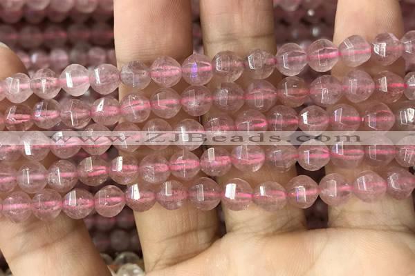 CBQ690 15.5 inches 6mm faceted round strawberry quartz beads