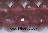 CBQ702 15.5 inches 8mmm faceted round strawberry quartz beads