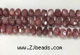 CBQ712 15.5 inches 6*12mm - 8*13mm faceted tyre strawberry quartz beads