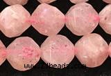 CBQ720 15.5 inches 10mm faceted nuggets strawberry quartz beads