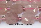 CBQ751 15.5 inches 8*10mm faceted oval strawberry quartz beads