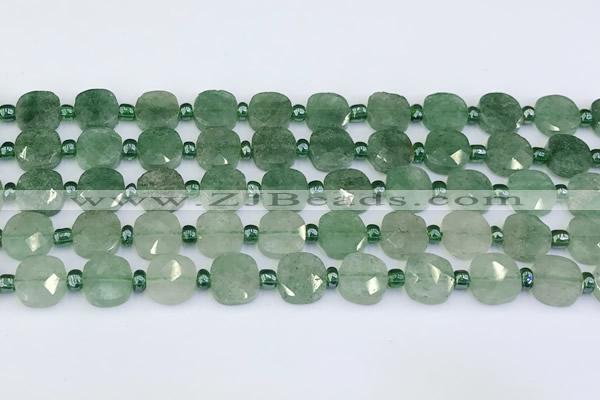 CBQ755 15.5 inches 10*10mm faceted square green strawberry quartz beads