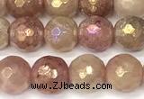 CBQ775 15 inches 6mm faceted round AB-color strawberry quartz beads