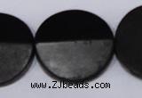 CBS21 15.5 inches 30mm coin black stone beads wholesale