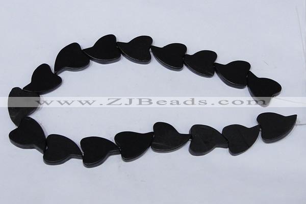 CBS26 15.5 inches 20*26mm heart black stone beads wholesale
