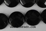 CBS297 15.5 inches 20mm faceted coin blackstone beads wholesale