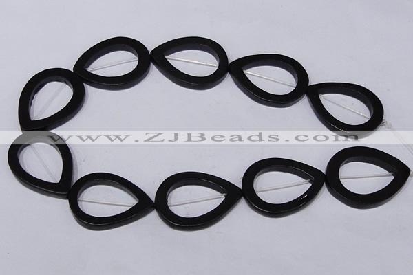 CBS30 15.5 inches 30*40mm teardrop black stone beads wholesale