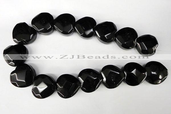 CBS308 15.5 inches 26*26mm faceted heart blackstone beads wholesale