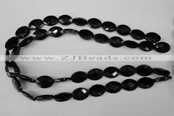 CBS312 15.5 inches 13*18mm faceted oval blackstone beads wholesale