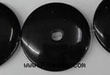 CBS340 15.5 inches 40mm donut blackstone beads wholesale