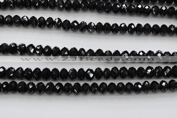 CBS516 15.5 inches 6*8mm faceted rondelle AA grade black spinel beads