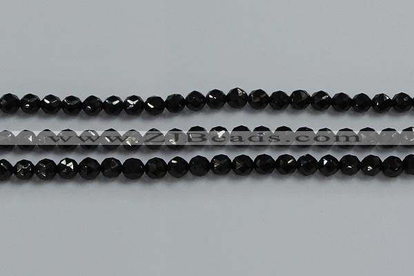 CBS525 15.5 inches 6mm faceted round natural black spinel beads