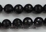 CBS557 15.5 inches 8mm faceted round AA grade black spinel beads