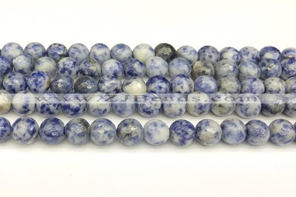 CBS613 15 inches 10mm faceted round blue spot stone beads