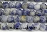 CBS616 15 inches 4mm round matte blue spot stone beads