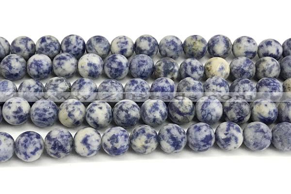 CBS620 15 inches 12mm round matte blue spot stone beads